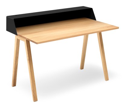 PS04 / PS05 Sekretär, B 120 x T 75 cm (PS05), Tiefschwarz (RAL 9005), Eiche geölt, Ohne Elektrobox
