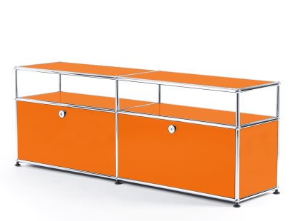 USM Haller TV-Board mit Aufbau, Reinorange RAL 2004
