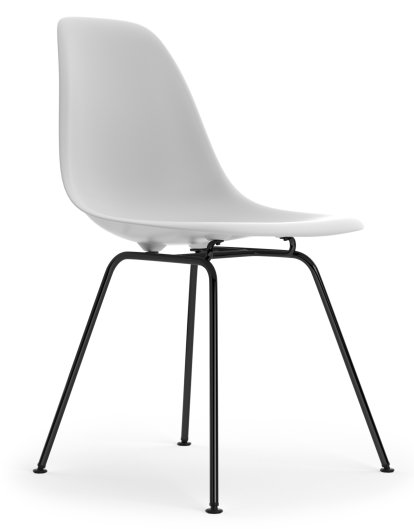 Eames Plastic Side Chair DSX, Cotton white, Ohne Polsterung, Ohne Polsterung, Standardhöhe - 43 cm, Beschichtet basic dark