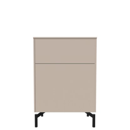 Aventa Sideboard mit Tür und Schubkasten, 60 cm, 3 Höhenraster, Melamin kaschmirgrau, Metallfüße