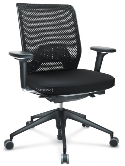 ID Mesh, FlowMotion-mit Vorwärtsneigung, mit Sitztiefenverstellung, Mit 3D-Armlehnen, 5-Stern Untergestell, Kunststoff basic dark, Basic dark, Sitz Plano, Rücken Diamond Mesh, Nero, Weich für harte Böden