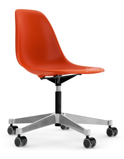 Eames Plastic Side Chair PSCC, Poppy Red, Ohne Polsterung, Ohne Polsterung