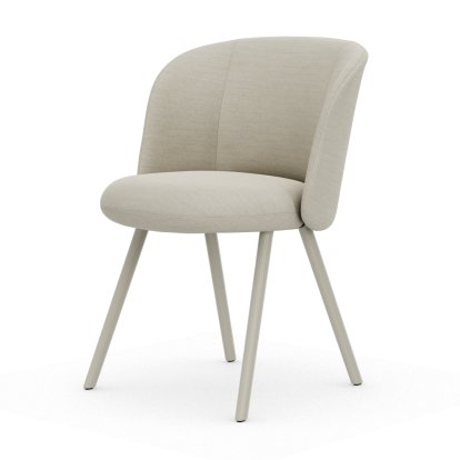 Mikado Stuhl, Vierbein-Untergestell, 4-Bein, Aluminium pulverbeschichtet kreidefarben, Dumet, Stoff Dumet elfenbein melange, Filzgleiter für harte Böden