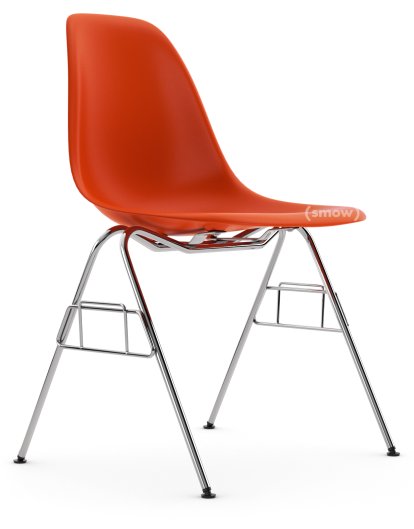 Eames Plastic Side Chair DSS / DSS-N, Rot (poppy red), Ohne Polsterung, Ohne Polsterung, Ohne Reihenverbindung (DSS-N)