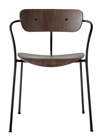 Pavilion AV2 Stuhl , Nussbaum lackiert, Schwarz pulverbeschichtet, Mit Armlehnen