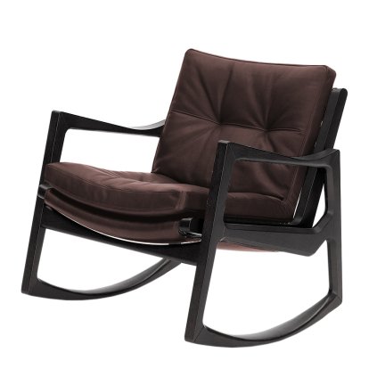 Euvira Schaukelstuhl Soft, Eiche schwarz gebeizt, Leder Classic chocolate