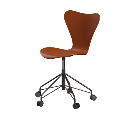 Serie 7 Drehstuhl 3117/3217 New Colours, Ohne Armlehnen, Gefärbte Esche, Paradise orange, Brown bronze