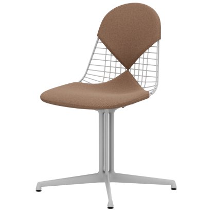 Wire Chair DKL, Beschichtet weiß, Sitz- und Rückenkissen (Bikini), Cognac / elfenbein