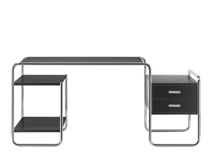 S 285 Schreibtisch, Esche gebeizt schwarz, 1 kleiner Korpus/2 Fachböden