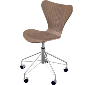 Serie 7 Drehstuhl 3117, Holz klar lackiert, Ulme natur