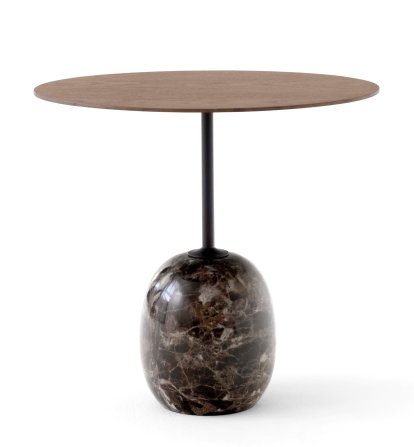 Lato LN8 / LN9 Beistelltisch , Oval (L 50 x B 40 cm), Walnut / Emparador Marmor