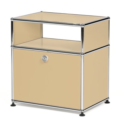 USM Haller Nachttisch mit Klapptür und Zwischentablar, USM beige