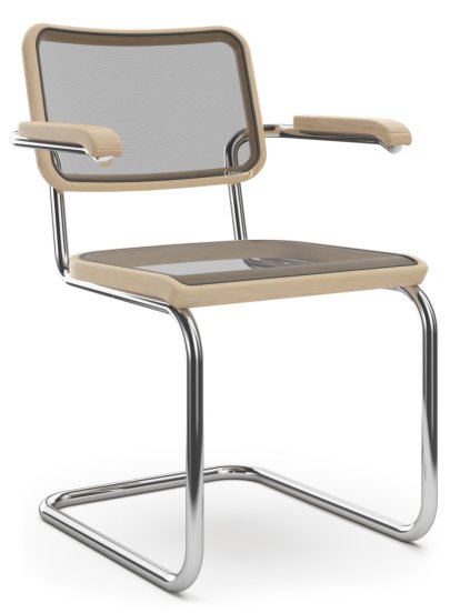 S 64 N Pure Materials Freischwinger, Esche geölt, Verchromt, Ohne Gleiter