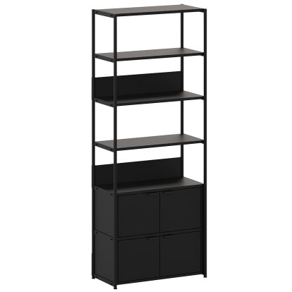Unit Regal Stahl, 215 cm , 2 x Doppeltür, Graphitschwarz