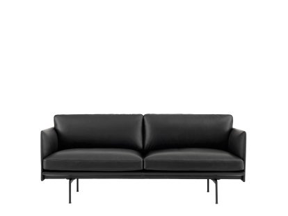 Outline Sofa, Zweisitzer, Leder schwarz, Aluminium, schwarz