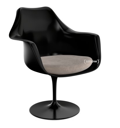 Saarinen Tulip Armlehnstuhl, nicht drehbar, Sitzkissen, schwarz, Beige (Eva 177)