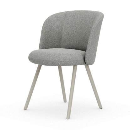 Mikado Stuhl, Vierbein-Untergestell, 4-Bein, Aluminium pulverbeschichtet kreidefarben, Nubia, Crème / sierragrau, Filzgleiter für harte Böden