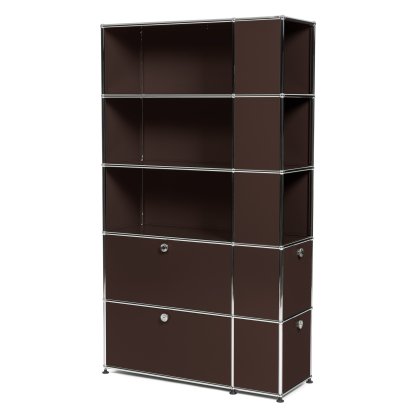 USM Haller Bücherregal mit seitlichen Fächern, USM braun