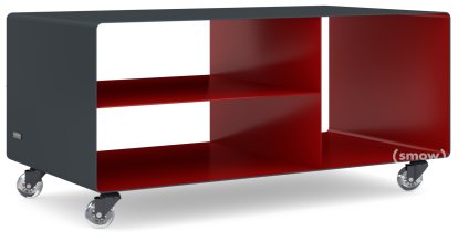 HiFi Lowboard R 104, Anthrazitgrau (RAL 7016) - Rubinrot (RAL 3003), Transparentrollen