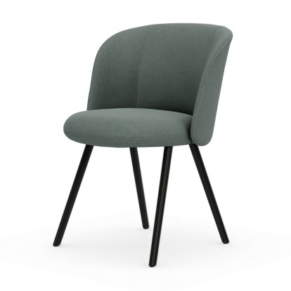 Mikado Stuhl, Vierbein-Untergestell, 4-Bein, Aluminium pulverbeschichtet basic dark, Dumet, Salbei / stahlblau, Filzgleiter für harte Böden