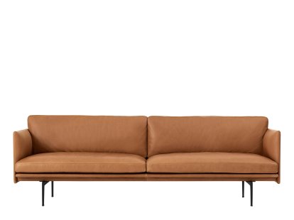 Outline Sofa, Dreisitzer, Leder cognac, Aluminium, schwarz