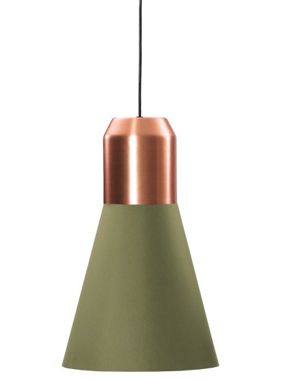 Bell Light Pendelleuchte, Kupfer, Stoff grün, H 35 x ø 32 cm