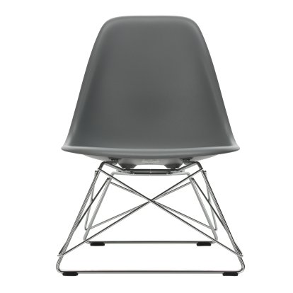 Eames Plastic Side Chair LSR, Granitgrau, Ohne Polsterung, Glanzchrom