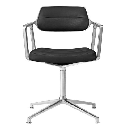 Swivel 453 Drehstuhl, Leder schwarz, Poliert