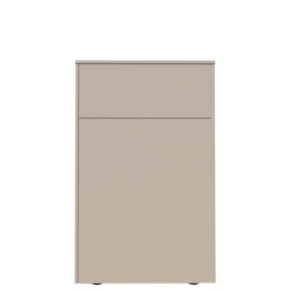 Aventa Sideboard mit Tür und Schubkasten, 60 cm, 4 Höhenraster, Melamin kaschmirgrau, Kunststoffgleiter