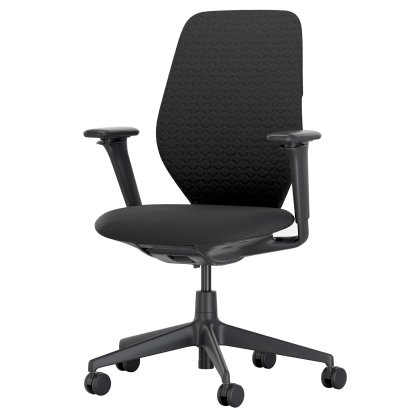 ACX Soft Bürodrehstuhl, Mit Vorwärtsneigung, mit Sitztiefenverstellung, Höhenverstellbare Armlehnen F, Tiefschwarz, Sitz Grid Knit, nero, Weiche Rolle für harte Böden
