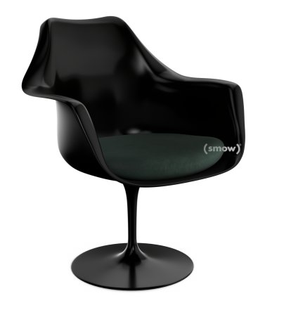 Saarinen Tulip Armlehnstuhl, nicht drehbar, Sitzkissen, schwarz, Cactus (Eva 169)