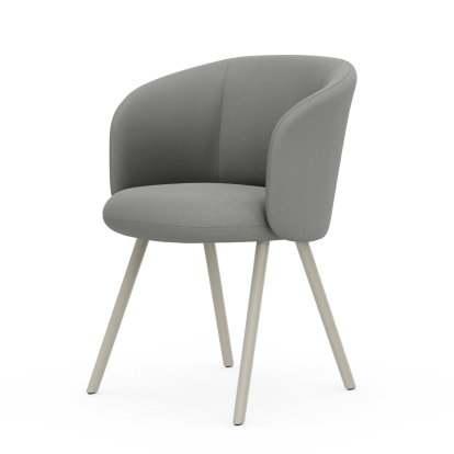 Mikado Armlehnstuhl, Vierbein-Untergestell, 4-Bein, Aluminium pulverbeschichtet kreidefarben, Plano, Cremeweiß / sierragrau, Gleiter für Teppichboden