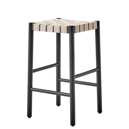 Betty TK7 / TK8 Barhocker , Küchenvariante: 66 cm, Schwarz / Leinen natur