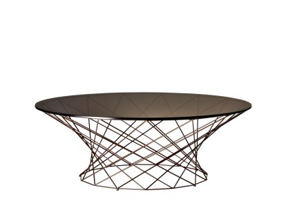 Oota Couchtisch, H 35 x ø 101 cm, Glas braun getönt, Matt-pulverbeschichtet bronzefarben