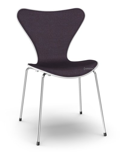 Serie 7 Stuhl 3107 mit Frontpolster, Gefärbte Esche, White, Remix  692 - Aubergine, Chrome