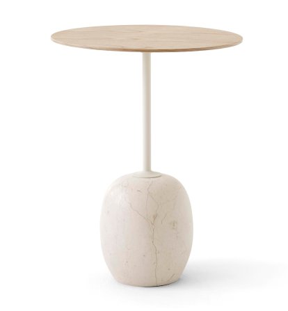 Lato LN8 / LN9 Beistelltisch , Rund (Ø 40 cm), Oak / Crema Diva Marmor
