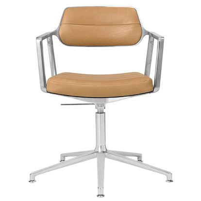 Swivel 453+ Drehstuhl, Poliert, Standfuß, Leder camel