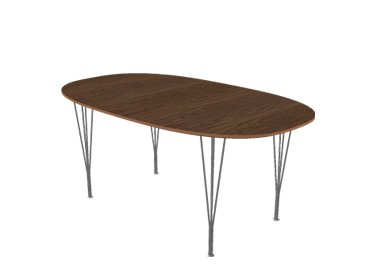Superellipse Tisch, 170 x 100 cm, Walnuss mit Furnierkante