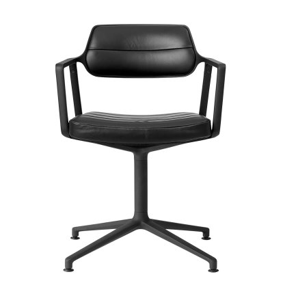 Swivel 453 Drehstuhl, Leder schwarz, Schwarz pulverbeschichtet