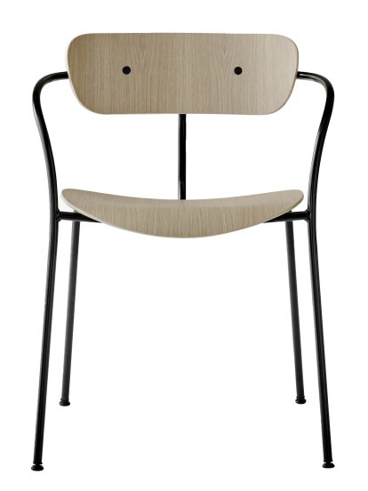 Pavilion AV2 Stuhl , Eiche lackiert, Schwarz pulverbeschichtet, Mit Armlehnen